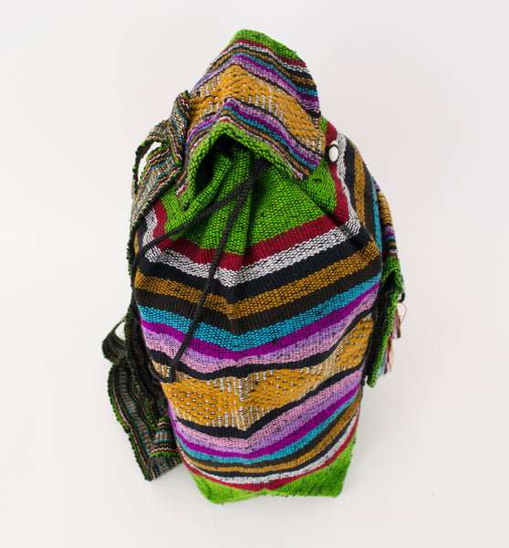 Mexican "Mossy Oak" Moss Green Backpack Lillo Boho Woven Baja Bag