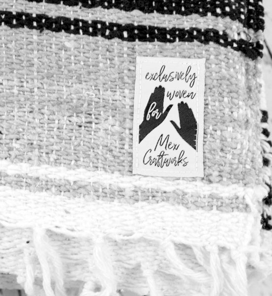 Mexican Blanket Premium Aquamarine, Mint & Grey Yoga Blanket, Hand Woven, Sarape Throw