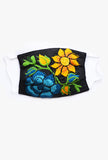 Hand embroidered washable face mask floral