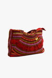 Mexican "Salsita" Red Multicolor Handbag Pinzon Boho Woven Bag