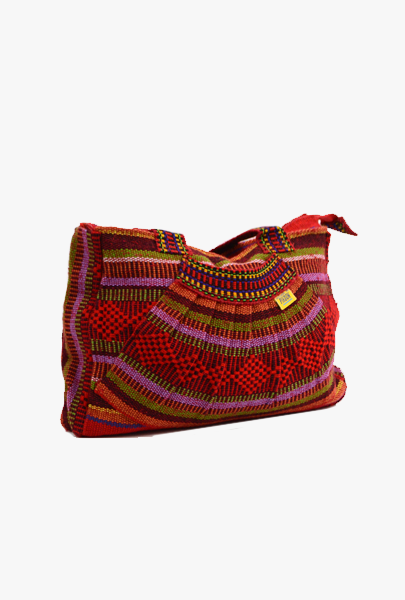 Mexican "Salsita" Red Multicolor Handbag Pinzon Boho Woven Bag