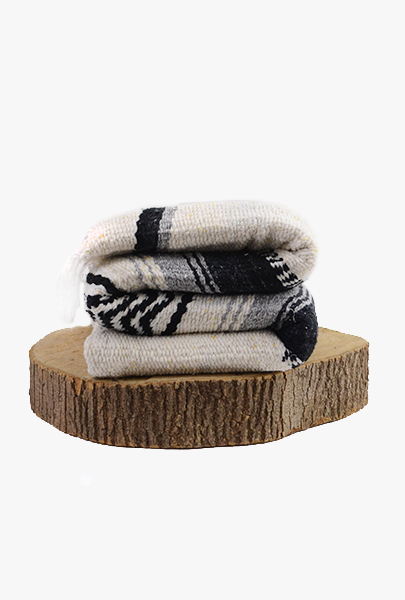 Mexican Throw Blanket | Light Tones | Chunky Handmade Knit Blanket Folk