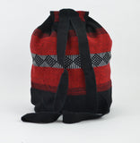 Mexican "Red Room" Red and Black Backpack Lillo Boho Woven Baja Bag