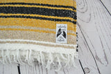 Mexican Blanket Premium Yellow & Tan Yoga Blanket, Hand Woven, Sarape, Throw
