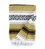 Mexican Blanket Premium Yellow & Tan Yoga Blanket, Hand Woven, Sarape, Throw
