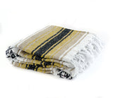 Mexican Blanket Premium Yellow & Tan Yoga Blanket, Hand Woven, Sarape, Throw