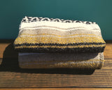 Mexican Blanket Premium Yellow & Tan Yoga Blanket, Hand Woven, Sarape, Throw